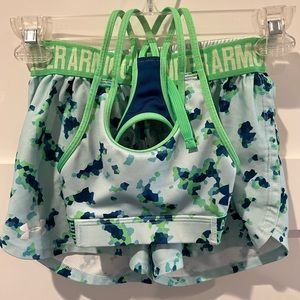 Under Armour youth medium sports bra and shorts